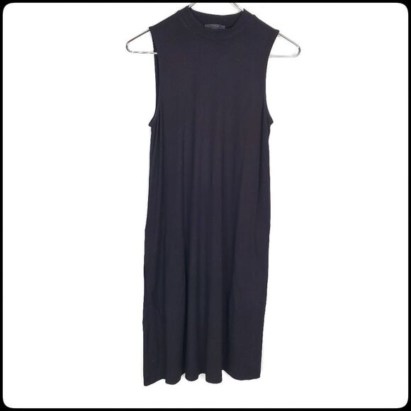J. CREW Black Crew Neck Sleeveless Flowy Maxi Dress with Pockets Size: XX-Small - Picture 2 of 6